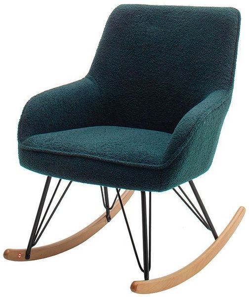 Schaukelstuhl >HOPKINS < in olive, Polyester/ Metall/ Buche - 69x91x80cm (BxHxT)
