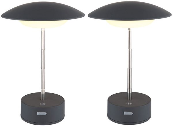 2x LED Tischleuchte, anthrazit, dimmbar, verstellbar, H 26cm