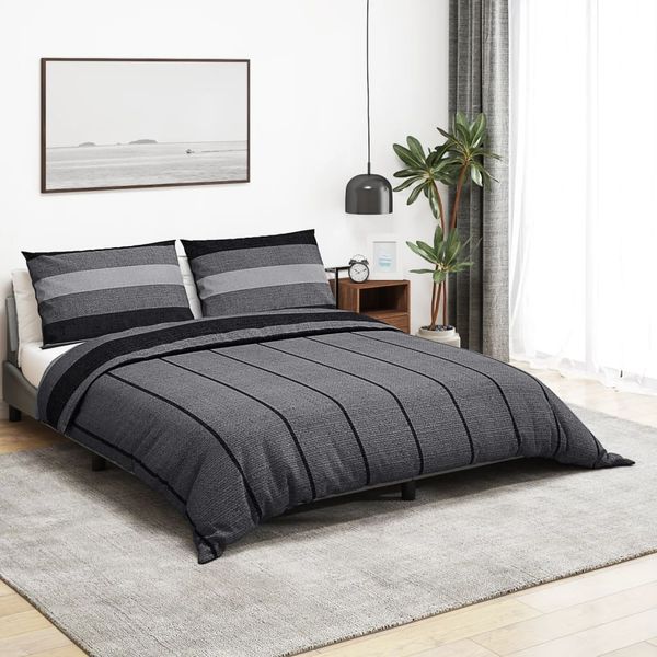 vidaXL Bettwäsche-Set, Baumwolle dunkelgrau, 200x220 cm + 2x 80x80 cm