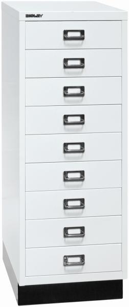 Bisley MultiDrawer™, 39er Serie mit Sockel, DIN A3, 9 Schubladen, Farbe verkehrsweiß