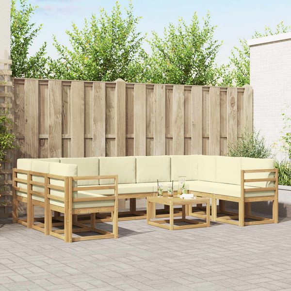 vidaXL Outdoor-Sofagarnitur 10 pcs Weiß und Creme 59 x 59 x 37 cm 3388239