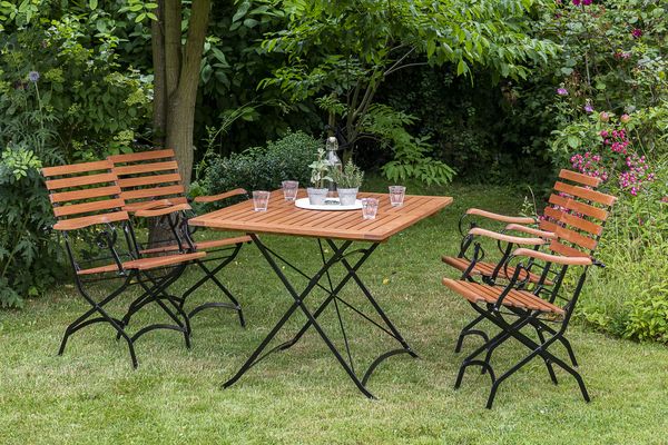 Schlossgarten Gartenmöbel Set 5tlg, Klappsessel & 120x80 cm
