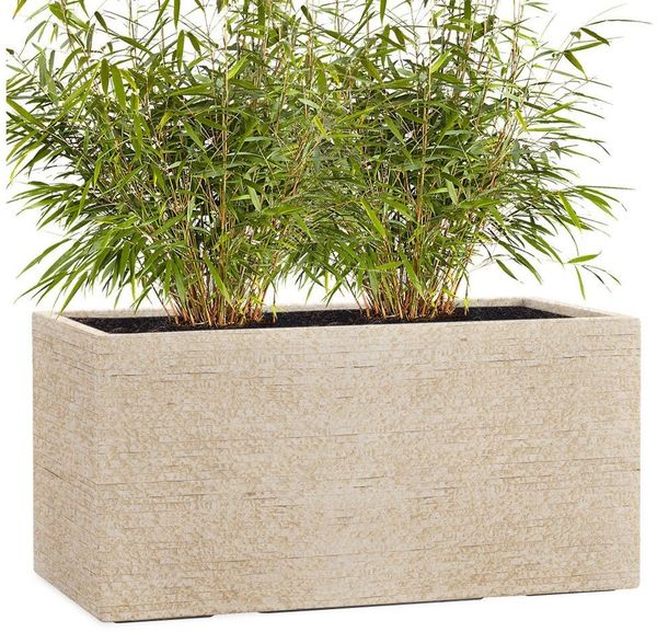 Pflanzwerk® Pflanzkübel TUB Premium Fiberglas Blumenkübel Frostbeständig mit Lotus-Effekt, Fiberglas - Handgefertigt - Rechteckig - Frostbeständig