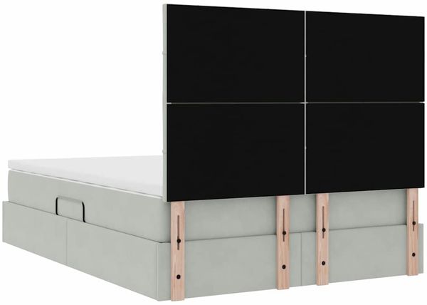 vidaXL Aufbewahrungsbett mit Matratze Hellgrau 140 x 190 cm Samt 3372027 Bild 11