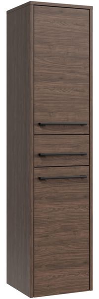 Badplaats Badezimmerschrank Florence 30 x 35 x 130 cm – Walnuss Braun – Hängender Hochschrank mit 2 Türen und 1 Schublade