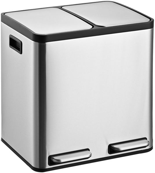 Gardissimo RUBI XL Duo Mülleimer Edelstahl Abfalleimer Treteimer 2x30 Liter