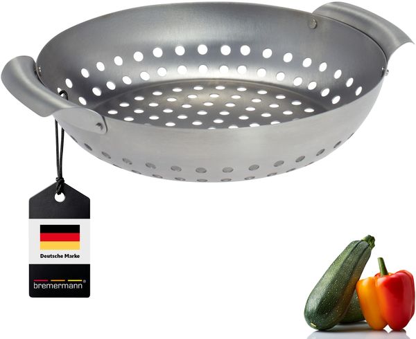 Bremermann Grillkorb rund, Edelstahl Silber, 27 x 6 x 22,5 cm