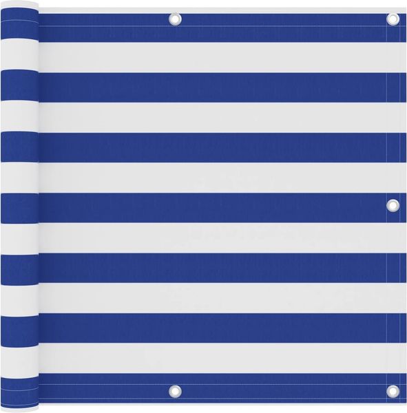 vidaXL Balkon-Sichtschutz Weiß und Blau 90x500 cm Oxford-Gewebe 134918