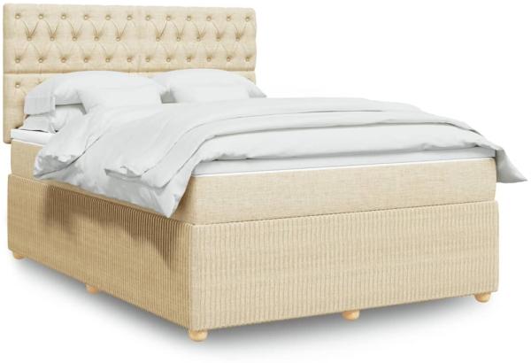 vidaXL Boxspringbett mit Matratze Creme 140x200 cm Stoff 3292091