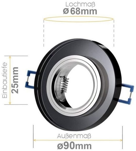 Sweet LED Deckenspot 6er Set Glas rund mit Klickverschluss schwarz GU10 Einbaustrahler, ohne Leuchtmittel, Einbauspots, Deckenlampe