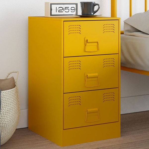 vidaXL Nachttisch Senfgelb 34,5x39x62 cm Stahl 841781