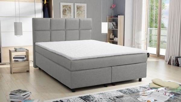 Boxspringbett 140x200 Hotelbett Bonellfederkern Bett Topper Paxos 1 Tablet hellgrau