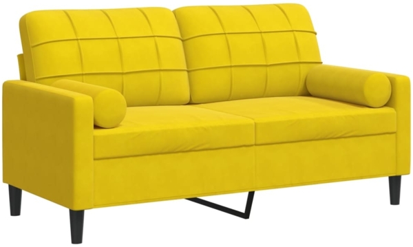 vidaXL 2-Sitzer-Sofa mit Zierkissen Gelb 140 cm Samt 3278225
