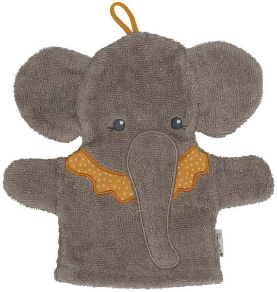 Sterntaler Baby Unisex Waschhandschuh Baby GOTS Spiel- und Waschhandschuh Elefant Eddy - Waschlappen Kinder, Babywaschlappen - grau