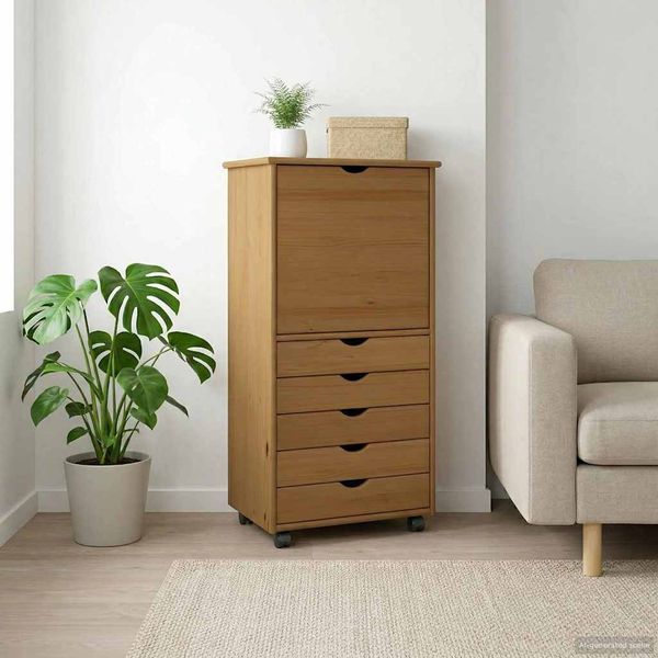 vidaXL Rollschrank Honigbraun 53 x 39 x 103 cm Massivholz Kiefer 42028368