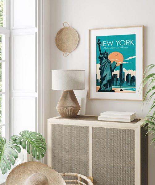 Poster Städte Reise Seoul Sizilien Bangkok Las Vegas Paris New York · Bilder Wohnzimmer & Schlafzimmer · Wand Deko · Kunstdruck ohne Rahmen - 40 x 50 cm / NEW YORK