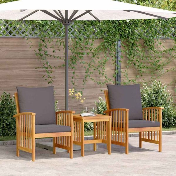 vidaXL Gartensofa-set mit Kissen 3 pcs Öl-Natur Massivholz Akazie 4106448