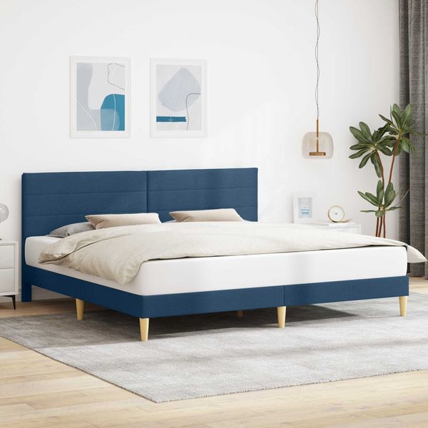 vidaXL Bettrahmen mit Kopfteil Blau 180 x 200 cm Stoff 42027605