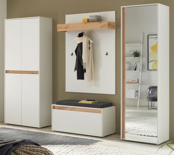 Garderobe Set 5-tlg. Center in weiß und Eiche Wotan 265 x 200 cm