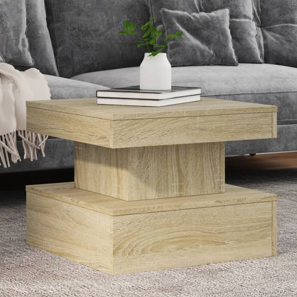vidaXL Couchtisch mit LED-Leuchten Sonoma-Eiche 50x50x40 cm 839842