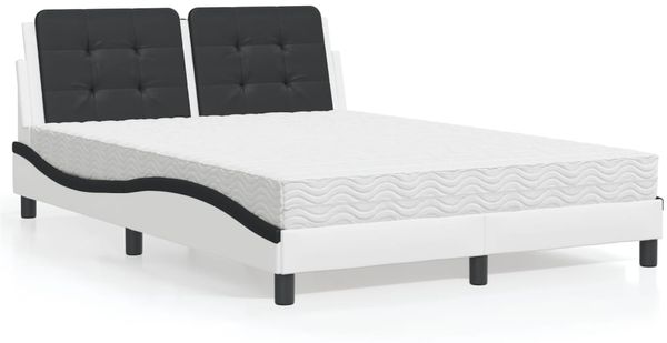 Doppelbett, Bettgestell Modernen ohne Matratze Weiß und Schwarz 140x190 cm Kunstleder d2685e Bild 2