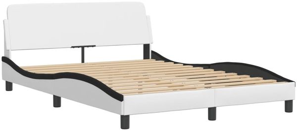 Doppelbett, Bettgestell Modernen ohne Matratze Weiß und Schwarz 140x190 cm Kunstleder d2685e Bild 4