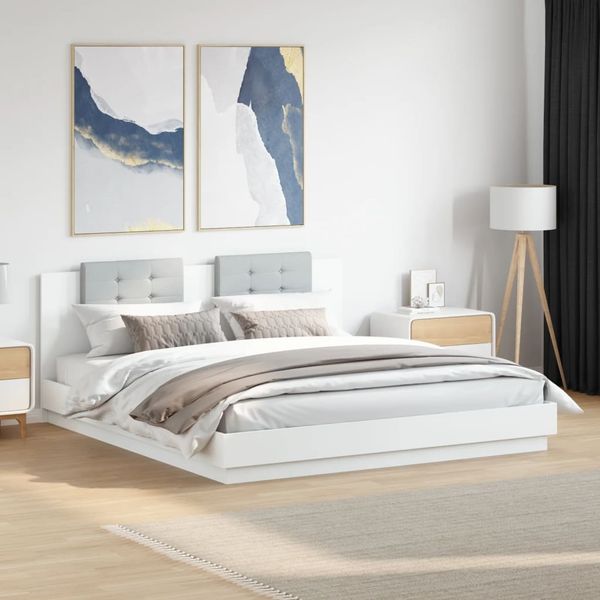 vidaXL Bettgestell mit Kopfteil Weiß 180x200 cm Holzwerkstoff 3209898