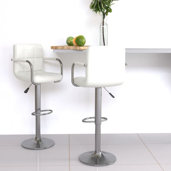 vidaXL Barhocker 2 Stk. Weiß Kunstleder 334593