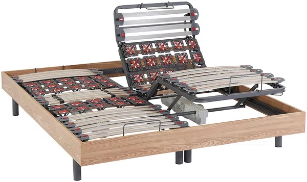 Vente-unique Relaxbett elektrisch, Matratzen mit Memory Schaum & Bambus, DAMYSOS von NATUREA, mit OKIN-Motor, 2 x 80x200 cm, Holzfarben Bild 2