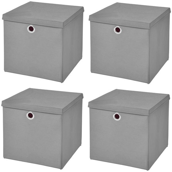 StickandShine Faltbox 4er SET 28 x 28 x 28 cm mit Deckel – perfekt für KALLAX - 19 Farben