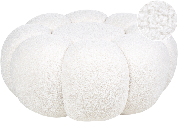 Pouf BEAUFORT Weiß Bouclé 60 cm 60 cm