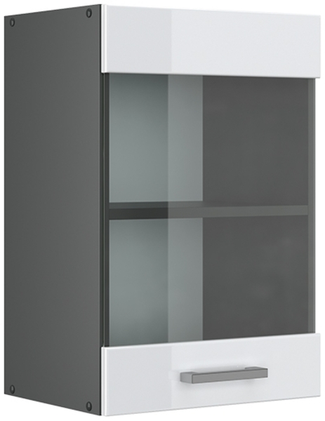 Küchenglasschrank R-Line Weiß Hochglanz 40 cm Vicco