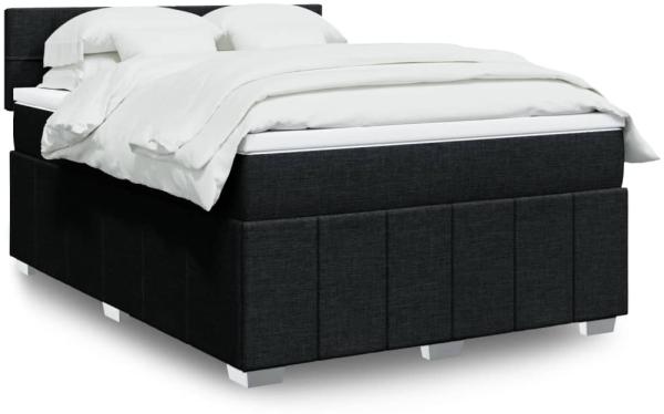 vidaXL Boxspringbett mit Matratze Schwarz 140x200 cm Stoff 3289393