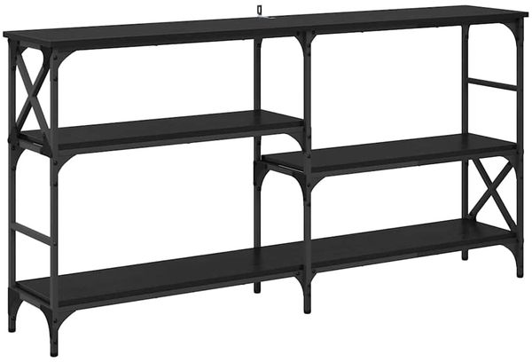 Konsolentisch, Beistelltisch, Konsole mit Regal Schwarz Eichen-Optik 150 x 29 x 76,5 cm