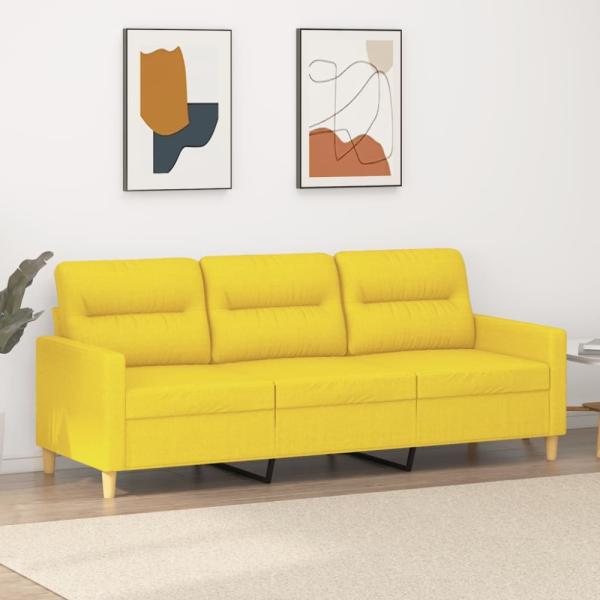 vidaXL 3-Sitzer-Sofa Hellgelb 180 cm Stoff 359248