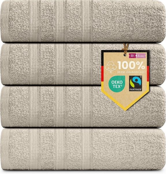 4er Set Handtücher Plain grau-beige 50x100 - Farbe: Grau-Beige, Größe: 50x100
