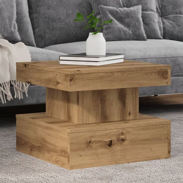 vidaXL Couchtisch Couchtisch mit LED-Leuchten Artisan-Eiche 50 x 50 x 40 cm