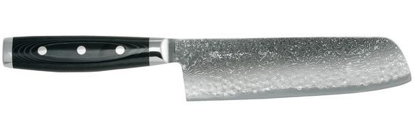 Yaxell Kochmesser Nakiri Allzweckmesser Kochmesser Klingenlänge 18 cm, Profi Kochmesser, 101 Lagen Damaszener Stahl