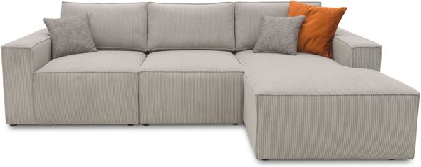 DOMO. collection Ecksofa 800 021, Couch in L-Form mit Cordstoff, Modulsofa mit Taschenfederkern, Sofa, Polsterecke, Eckcouch, 273 x 172 x 85 cm (BxTxH), platin-grau Bild 4