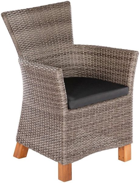 MERXX Gartensessel Toskana (Set, 2-St), 2er Set, Polyrattan/Akazie, inkl. Auflage, grau-braun