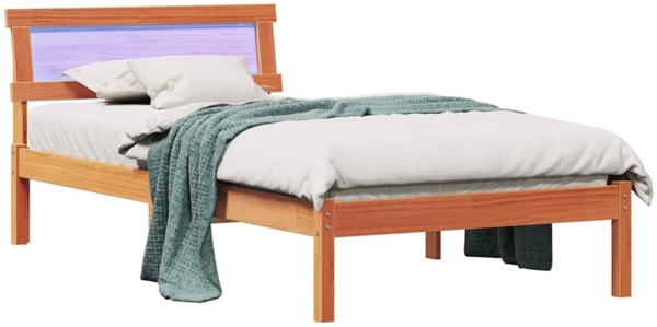vidaXL Bettrahmen Wachsbraun 90 x 200 cm Massives Kiefernholz 872838 Bild 2