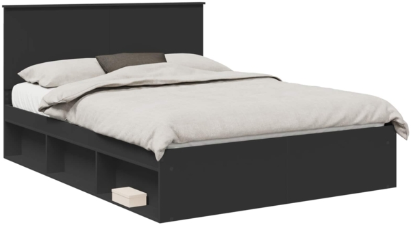 vidaXL Bettrahmen Schwarz 150 x 200 cm Massives Kiefernholz 3410993