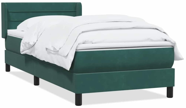 vidaXL Boxspringbett mit Matratze Dunkelgrün 80x220 cm Samt 3318222