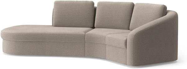 Cavadore Ecksofa Jawa / Bodennahe Eckcouch mit Element 1-sitzig und Trapezecke halbrund (60 Grad) / 266 x 88 x 230 / Mikrofaser, Perlbeige