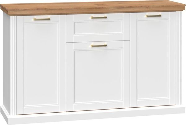 OTTO home Kombikommode Tara, im klassischen Landhausstil, FSC-zertifiziert, in 2 Größen (Soft-Close-Funktion, goldfarbene Metallgriffe, Innendekor Holzoptik), lackiert mit wasserbasiertem UV-Lack, unempfindlich und kratzfest