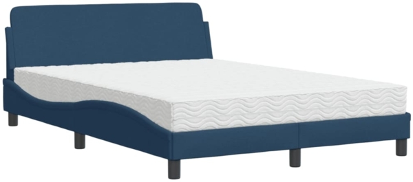 vidaXL Bett mit Matratze "Dover" Blau 140x200 cm Stoff 3208410