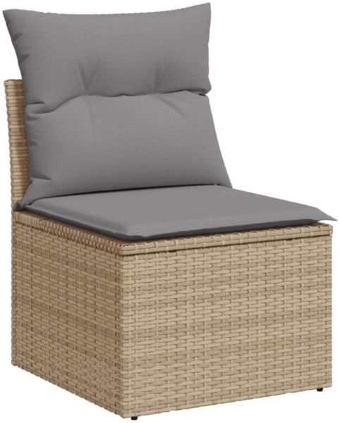 vidaXL 10-tlg. Garten-Sofagarnitur mit Kissen Beige Poly Rattan 3221888 Bild 3