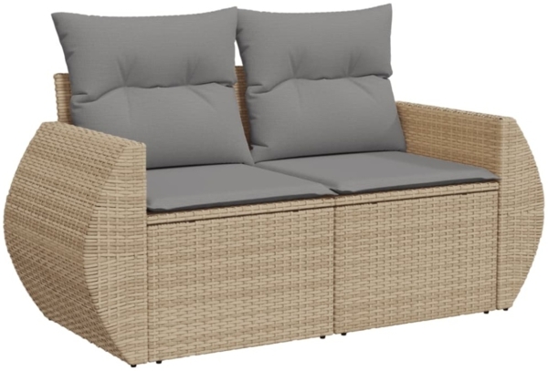 vidaXL 10-tlg. Garten-Sofagarnitur mit Kissen Beige Poly Rattan 3221888 Bild 7