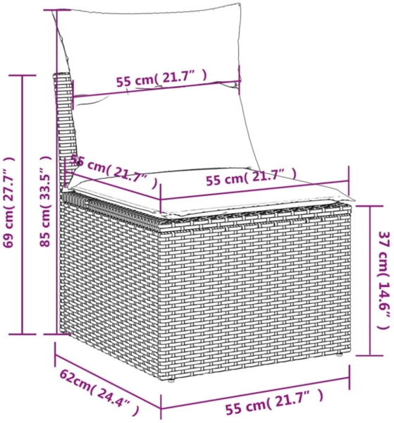 vidaXL 10-tlg. Garten-Sofagarnitur mit Kissen Beige Poly Rattan 3221888 Bild 2