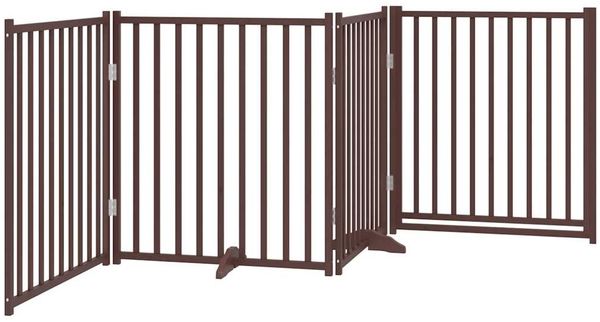 vidaXL 4-tlg. Hundetor mit Tür Faltbar Braun Eiche 320 cm Tannenholz 352299 Bild 6